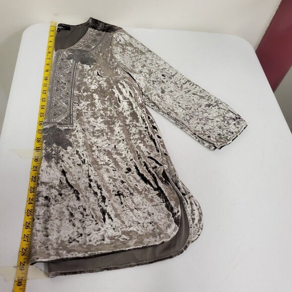 Andree By Unit Womens Whimsigoth Fairy Grunge Velvet Tunic Top Size S Taupe Boho - Picture 6 of 8